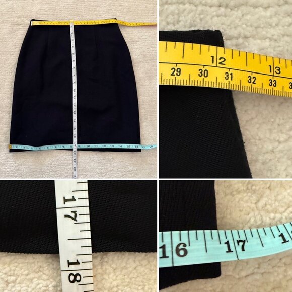Limited Black Wool Blend Pencil Skirt Size 2 With Back Zipper and Slit - Picture 6 of 7